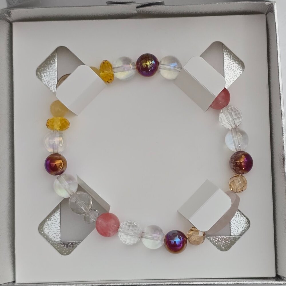 Lucky Shop Made in Japan Bracelet 7.5"‎ Healing Meditation Yellow Calcite Beads
